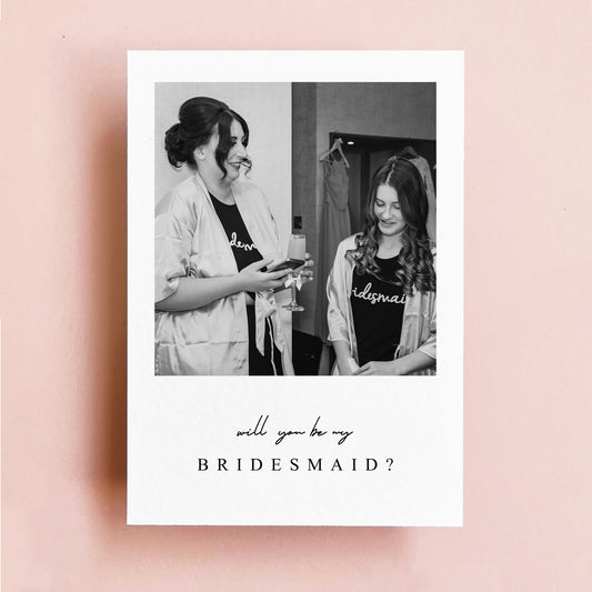 will you be my bridesmaid personalised photo card