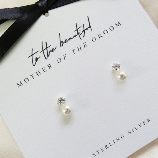 Bridal Party Sterling Silver Pearl Drop Earrings