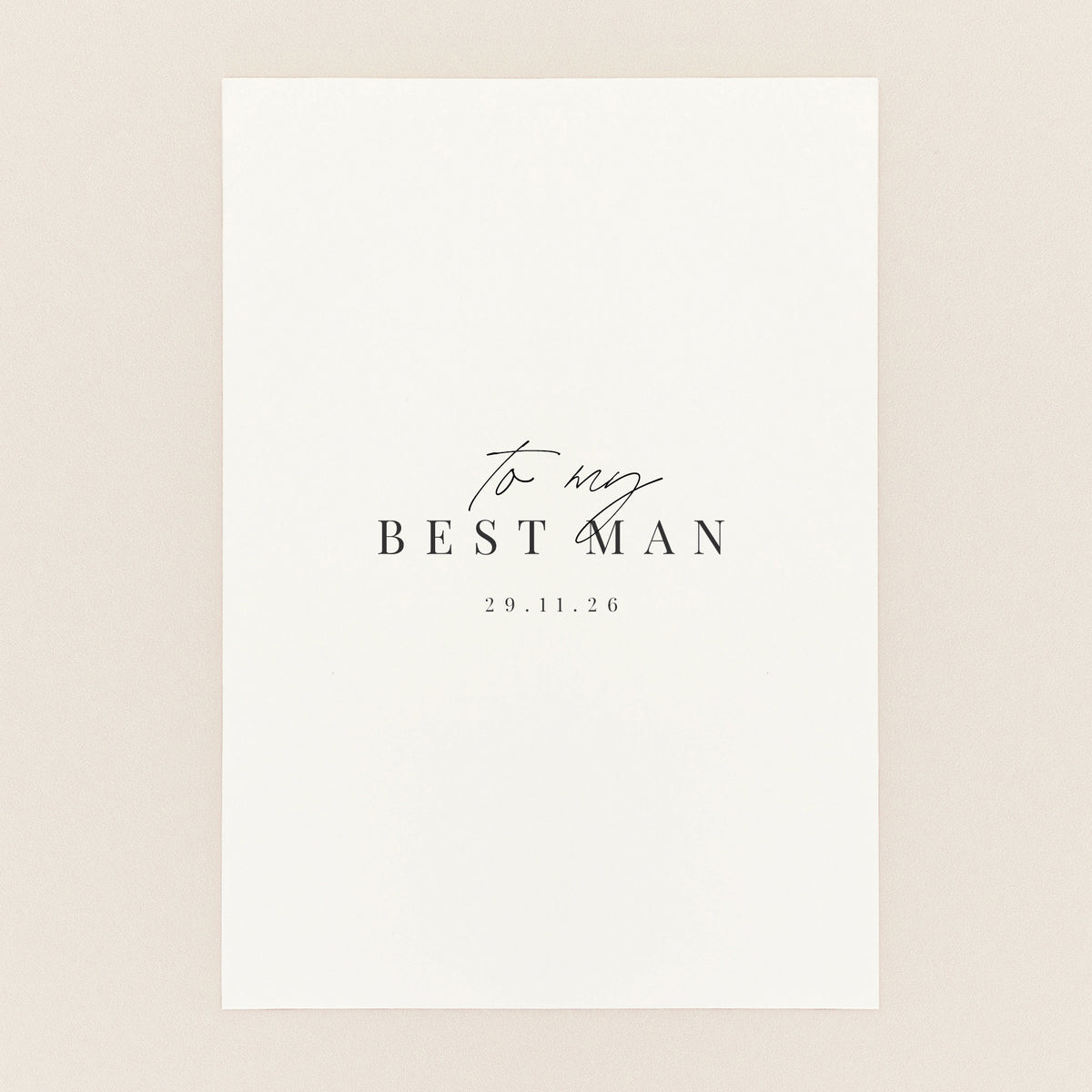 Best Man Typography Date Card