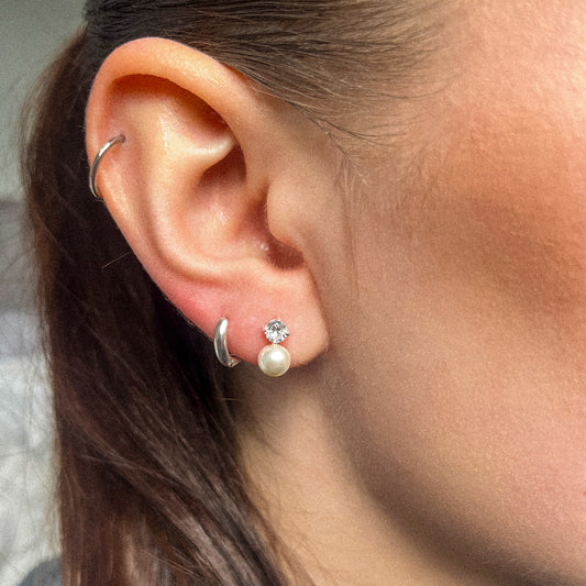 Sterling Silver Pearl Drop Studs