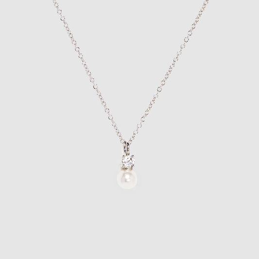 Sterling Silver Pearl Drop Bridal Necklace