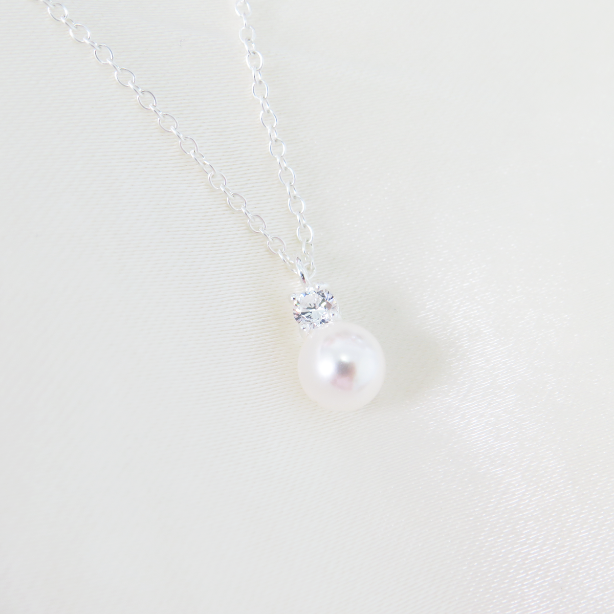 Sterling Silver Dainty Pearl Drop Necklace