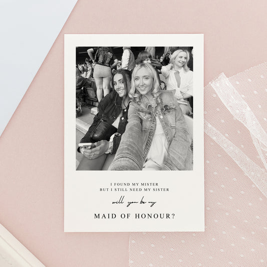 Custom Sister maid of honour proposal photo-card