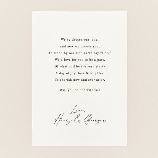 Will You Be Our Witness? Personalised Proposal Card
