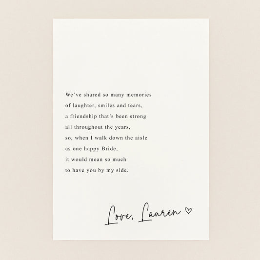 Will You Be My Bridesmaid Personalised Photo Card