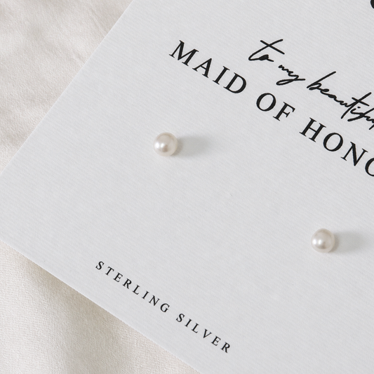 Petite Pearl Sterling Silver Bridal Party Earrings