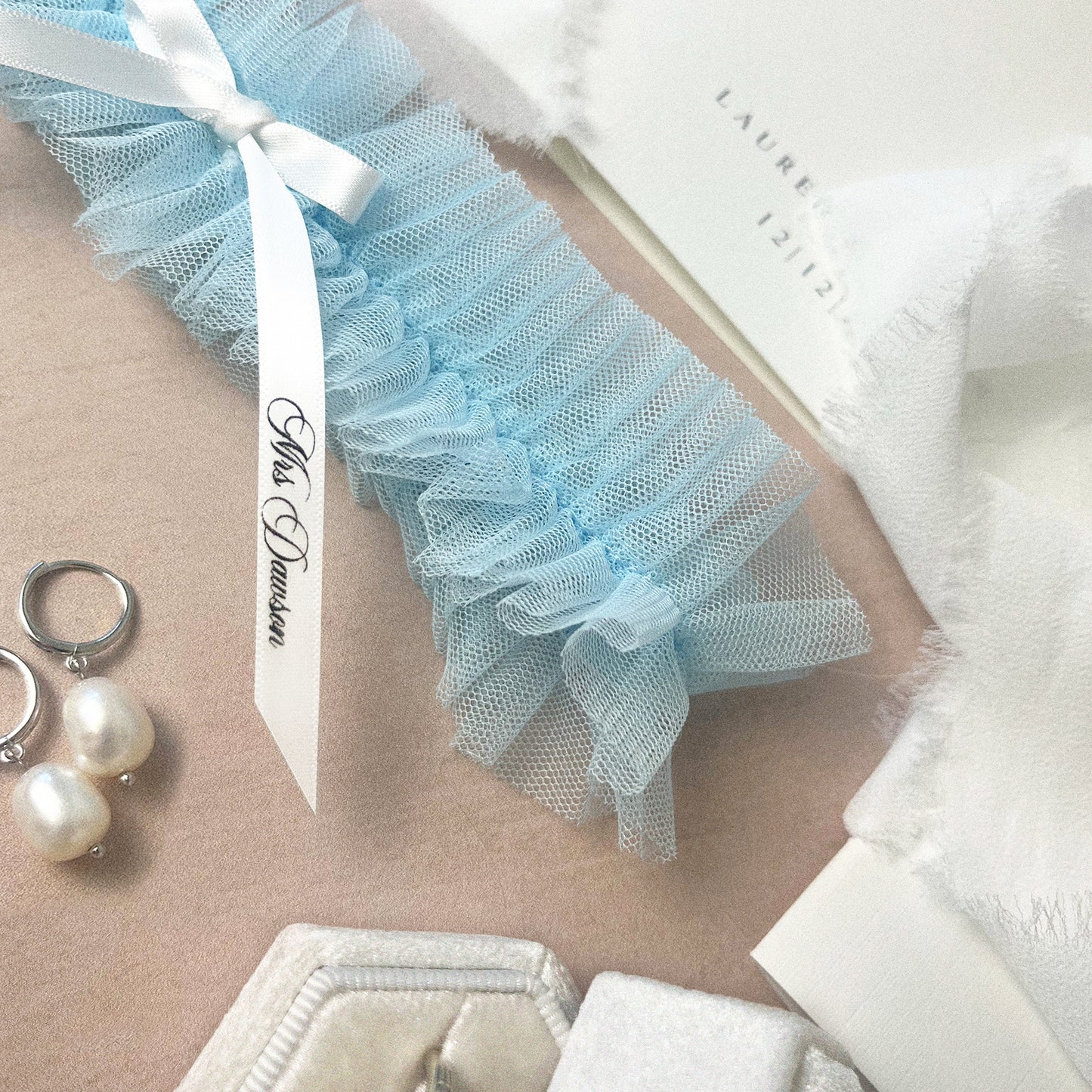 Blue Personalised Wedding Garter