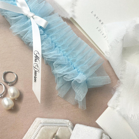 Blue Personalised Wedding Garter
