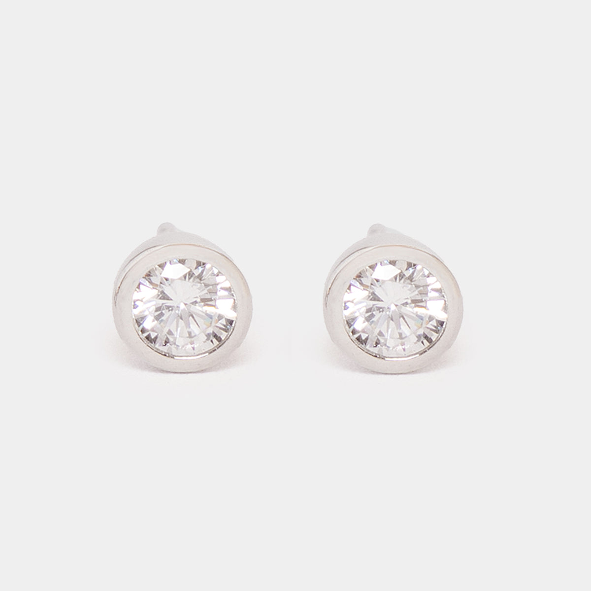 Sterling Silver Crystal Bevelled Stud Earrings