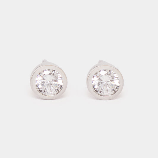Sterling Silver Crystal Bevelled Stud Earrings