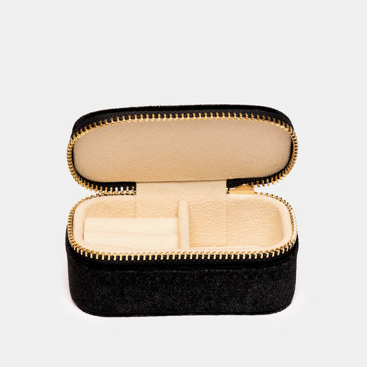 Black Travel-Size Velvet Jewellery Box