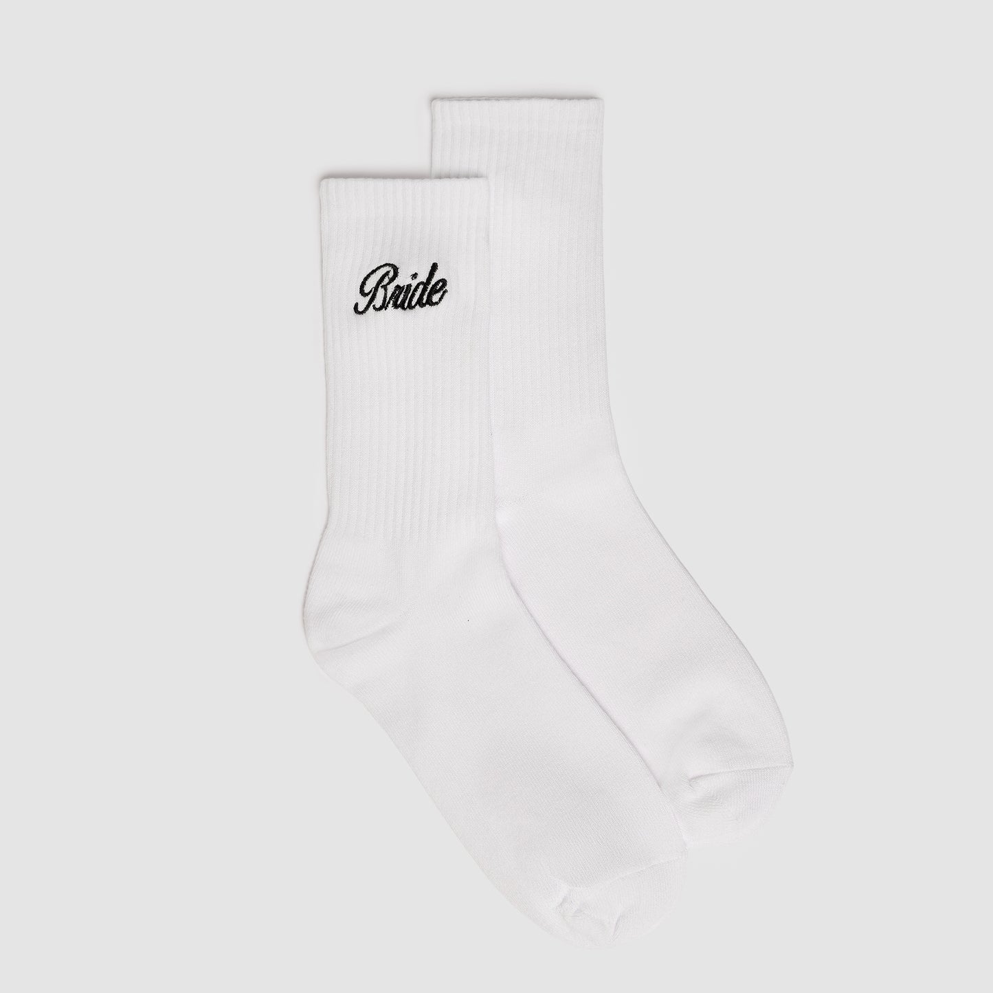 Bride Embroidered Socks – Classic White Crew