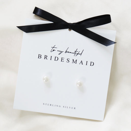 Bridal Party Sterling Silver Pearl Earrings