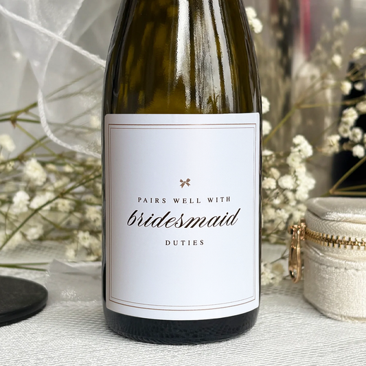 Pairs Well With Bridesmaid Duties Mini Bottle Labels