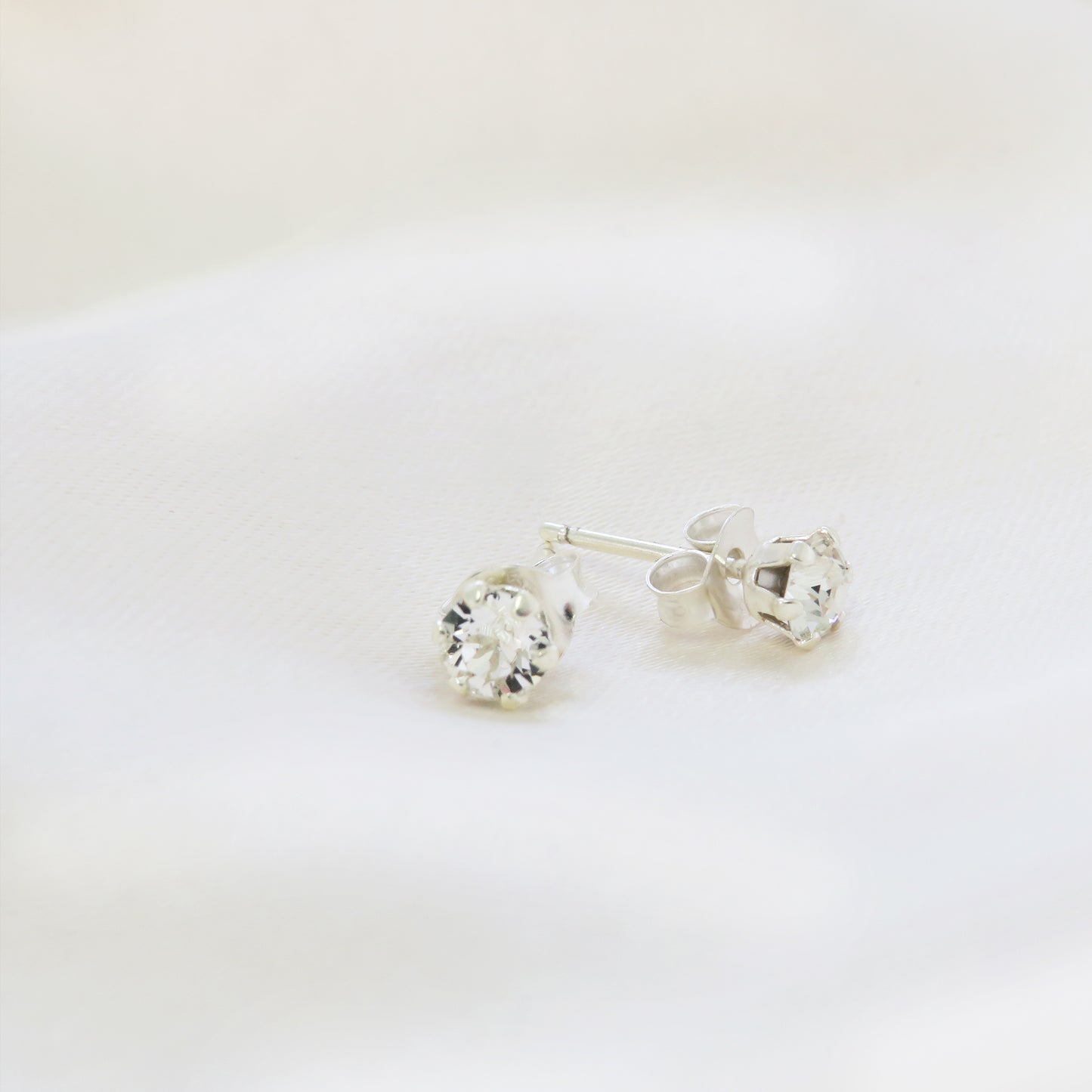 Sterling Silver Crystal Stud Earrings