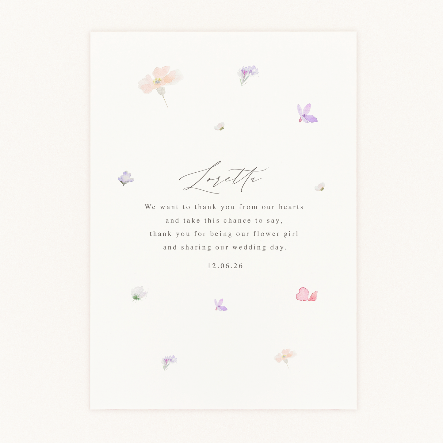 Floral Flower Girl Thank You Card