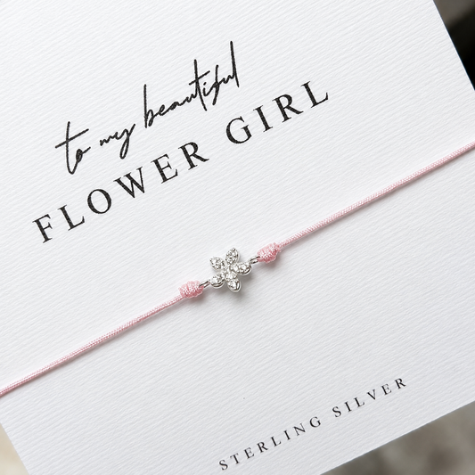 Flower Girl Sterling Silver Corded Bracelet