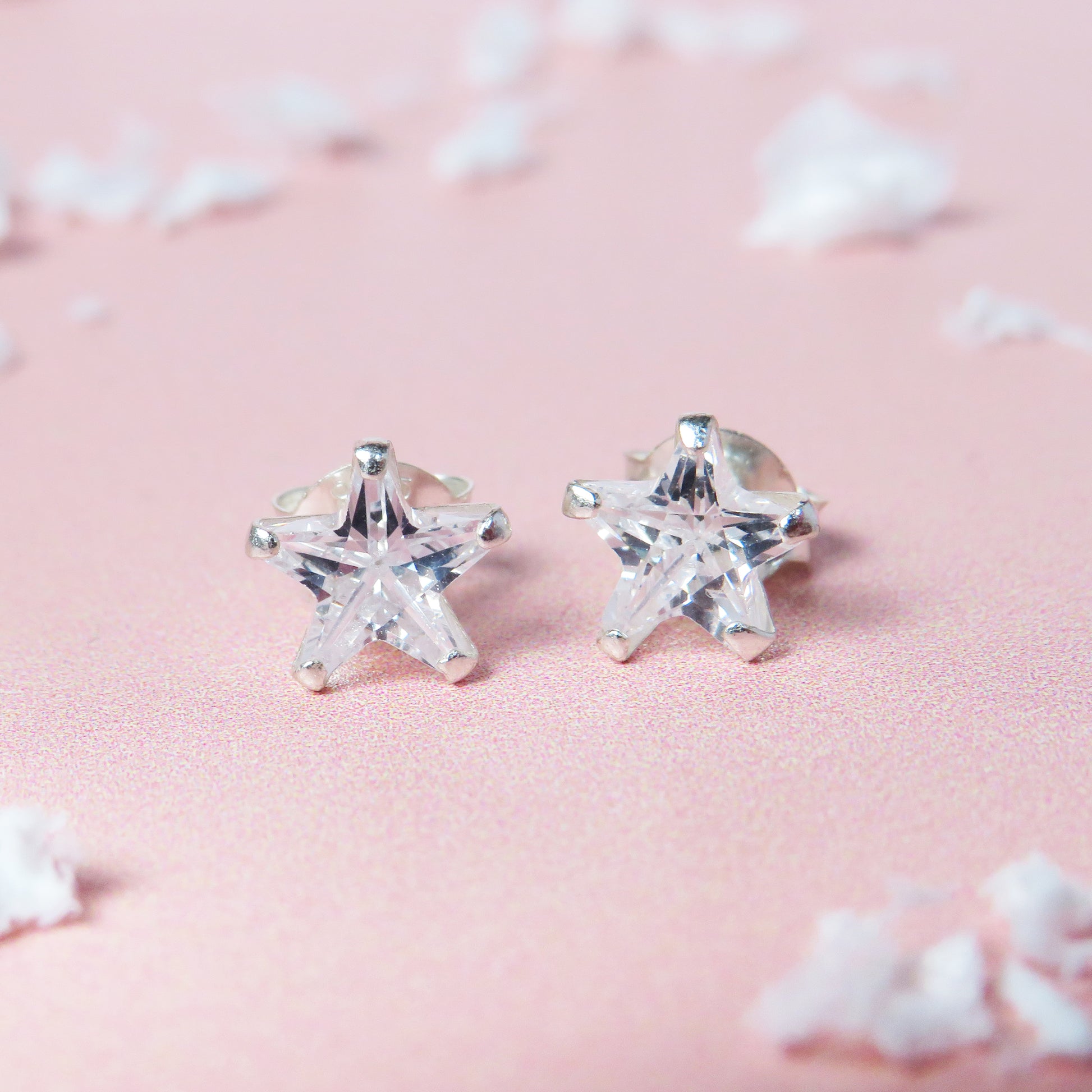 Little Christmas Star cubic zirconia stud earrings