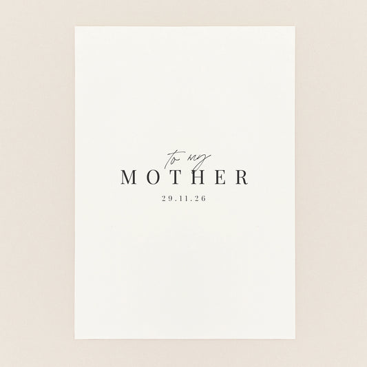 To My Mother Personalised Wedding Card