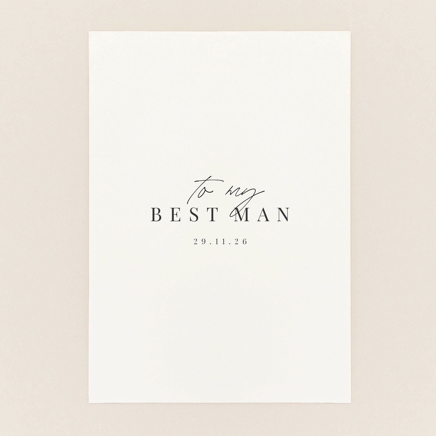 Best Man Typography Date Card