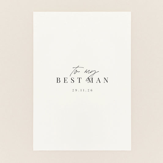 Best Man Typography Date Card