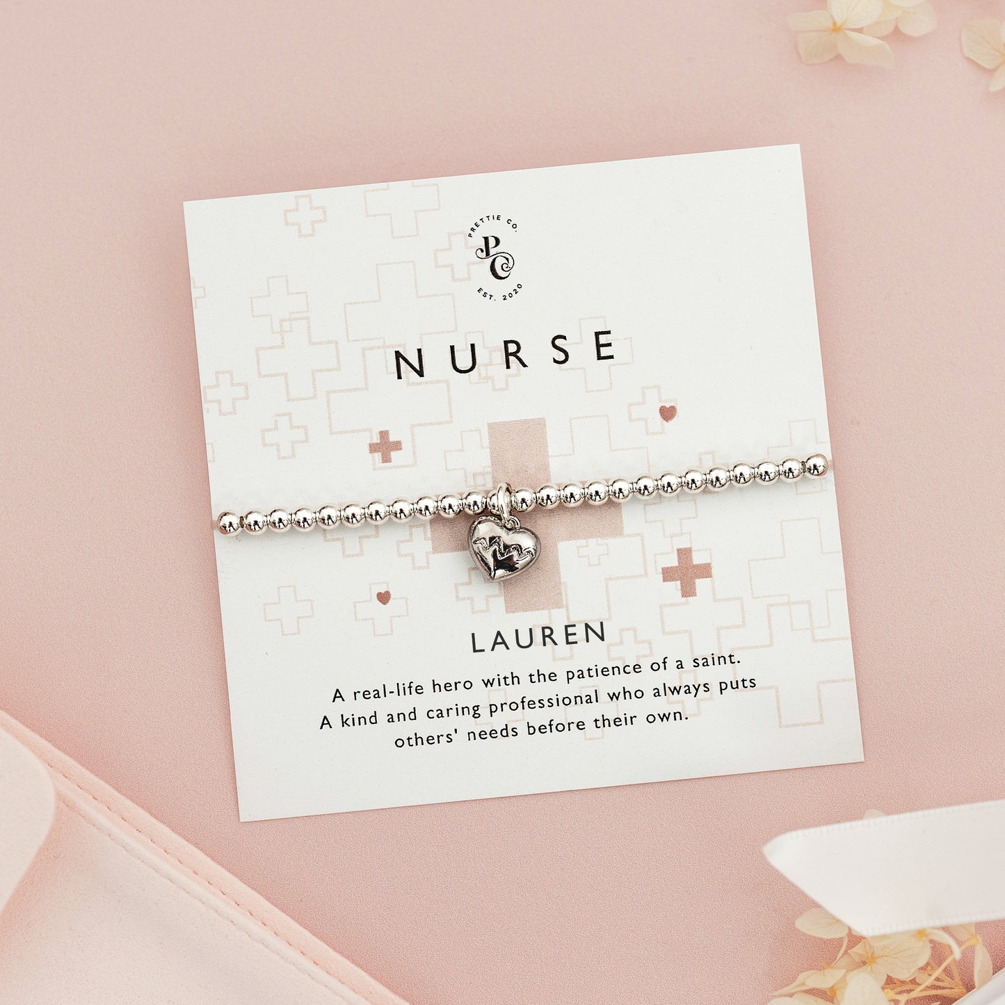 Nurse Beaded Heart Bracelet