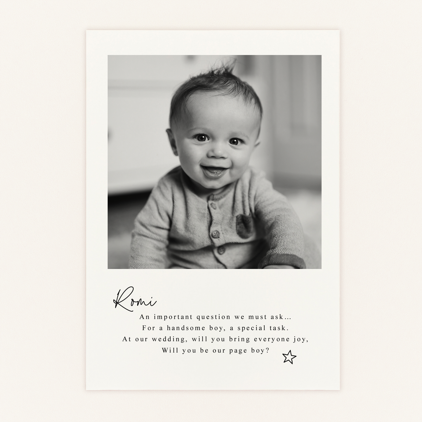 Page Boy Proposal Postcard