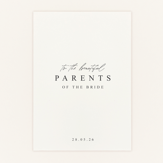 Parents of the Bride Card Personalised Wedding Card