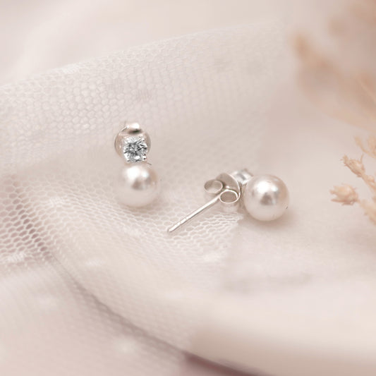 Sterling Silver Pearl Drop Studs