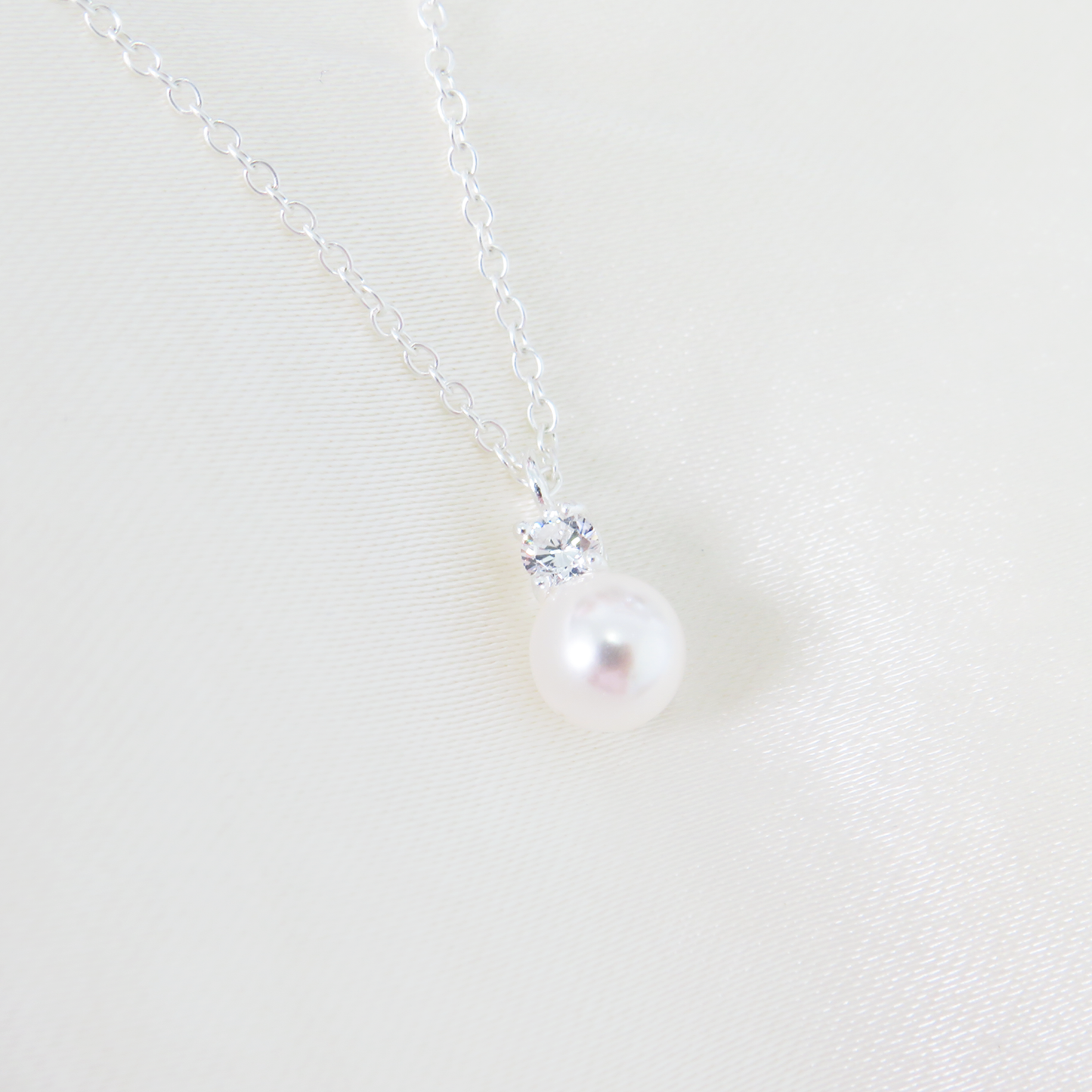 Sterling Silver Dainty Pearl Drop Necklace