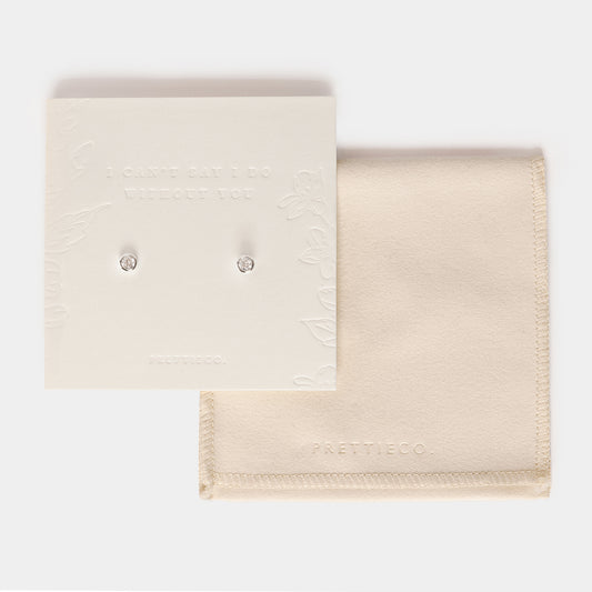 Sterling Silver Crystal Bevelled Stud Earrings