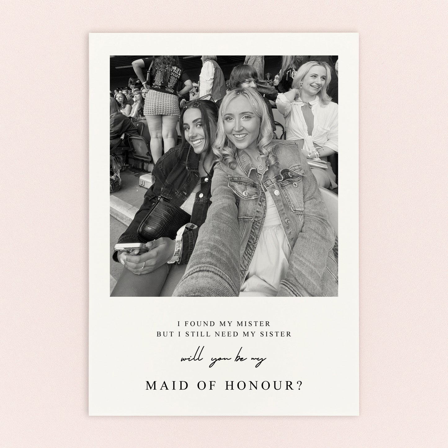Sister Maid of Honour proposal postcard. Perfect for bridesmaid proposals,