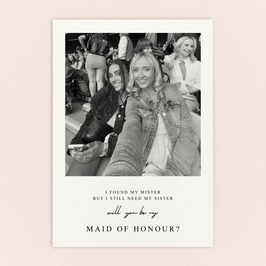 Sister Maid of Honour proposal postcard. Perfect for bridesmaid proposals,