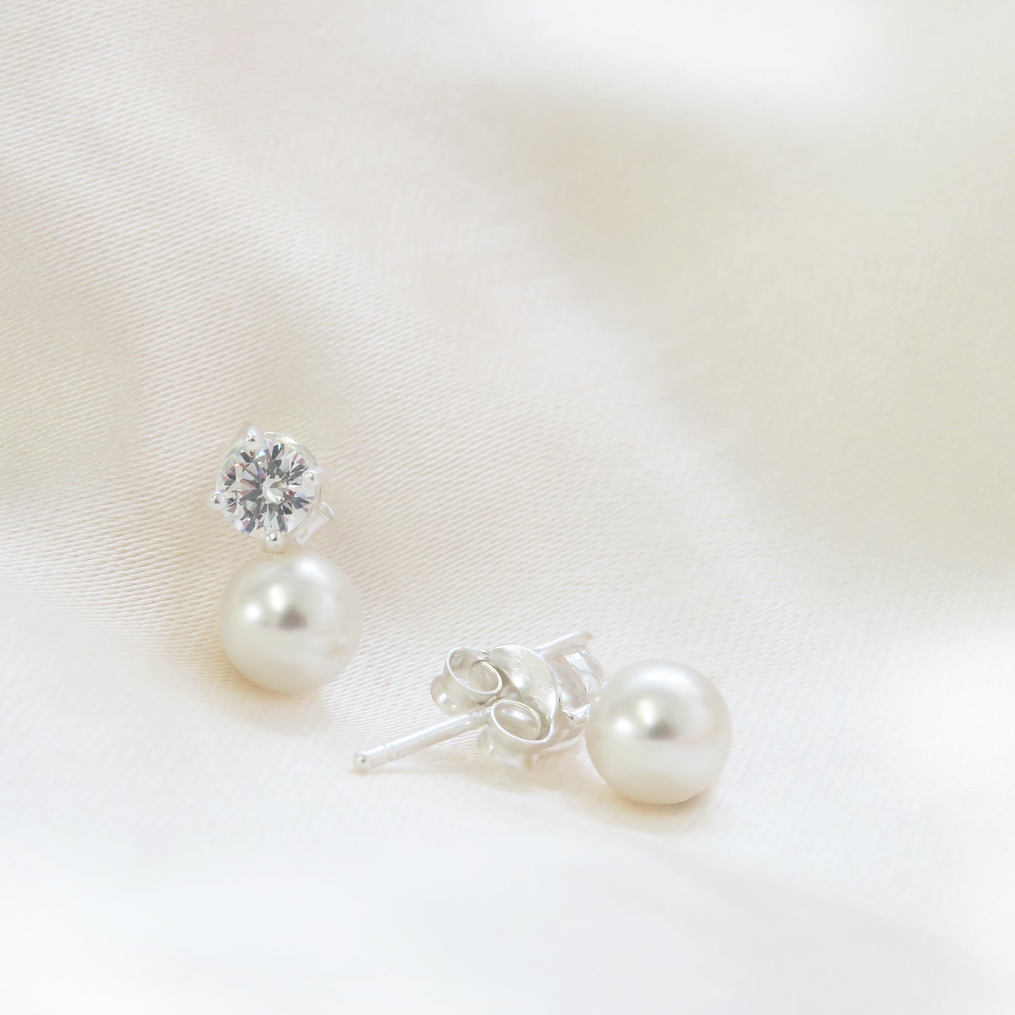 Classic Pearl Drop Sterling Silver Bridal Party Earrings
