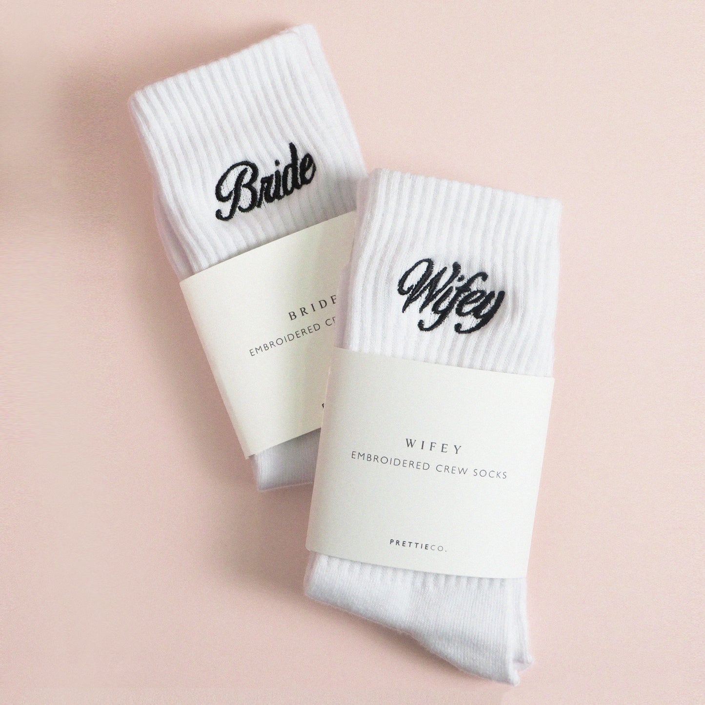 Bride Embroidered Socks – Classic White Crew