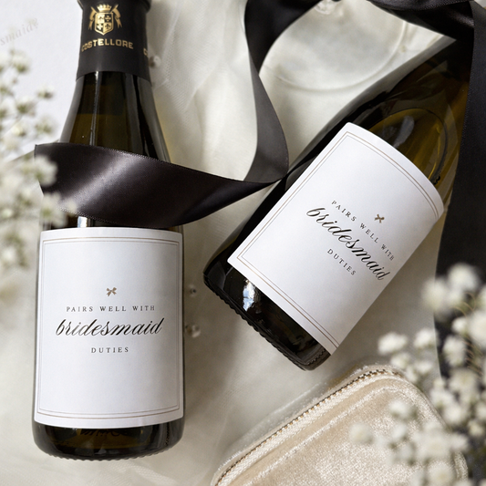 Pairs Well With Bridesmaid Duties Mini Bottle Labels