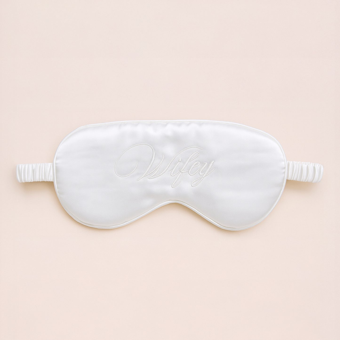 white satin wifey embroidered sleep mask