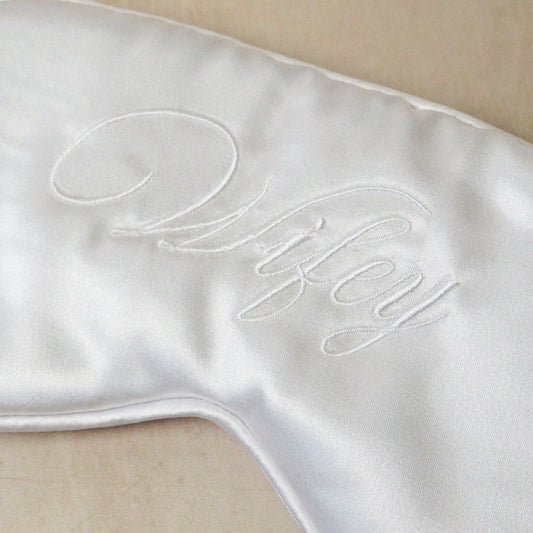 Wifey Embroidered Satin Sleep Mask