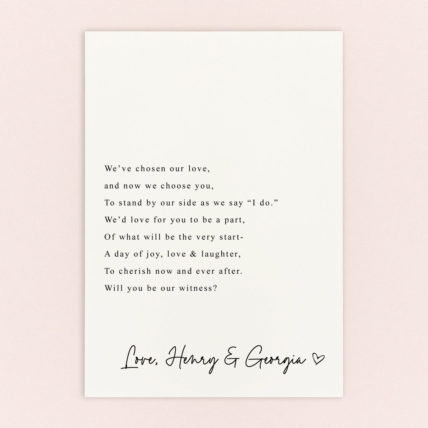 Will You Be Our Witness Personalised Photo Postcard