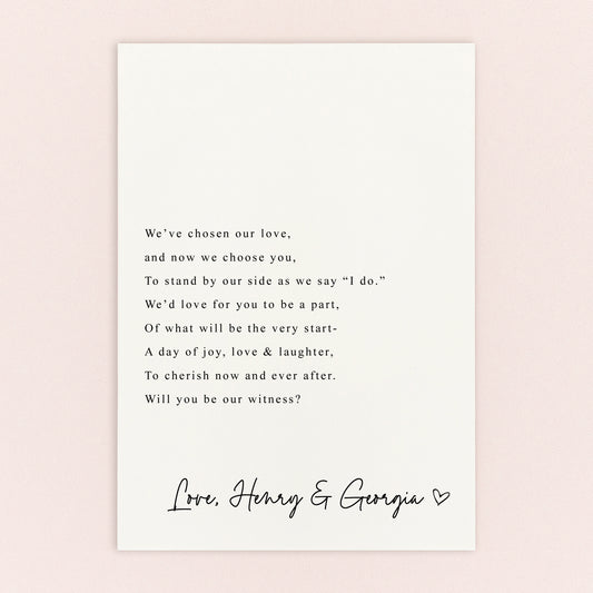 Will You Be Our Witness Personalised Photo Postcard