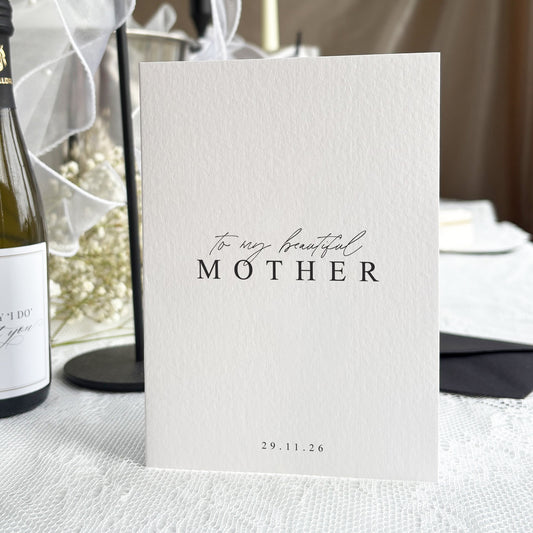 To My Mother Personalised Wedding Card