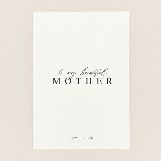 To My Mother Personalised Wedding Card