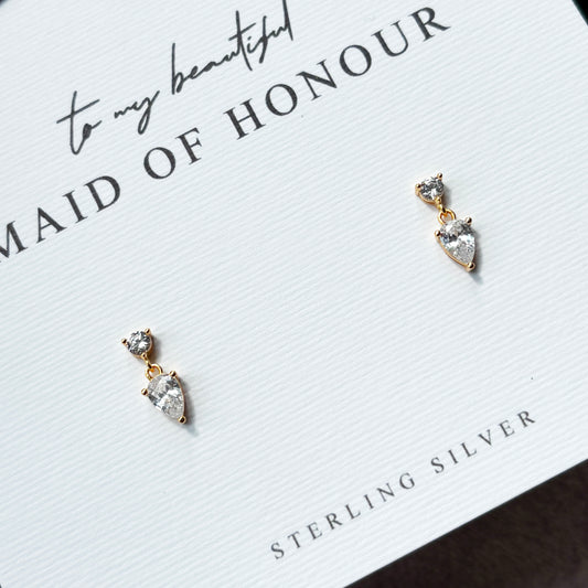 Pearl Cubic Zirconia Drop Earrings – Sample Sale